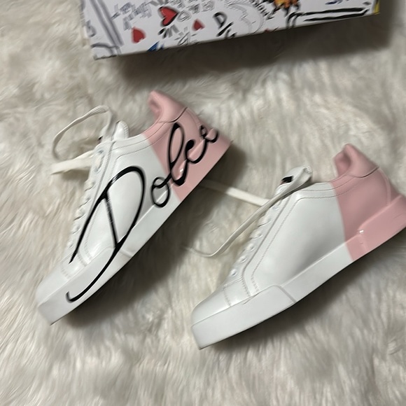 Dolce and Gabbana White and Pink Sneakers size 39 - Picture 4 of 8